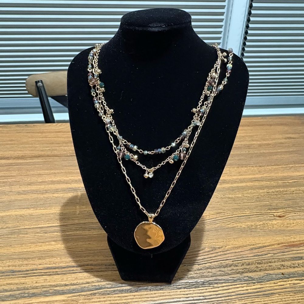 Style & Co. Gold Multi-Layer Gold Tone Necklace with Beads - Picture 2 of 11